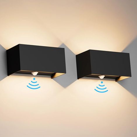 24W LED Applique Murale intérieur/Extérieur avec Détecteur de Mouvement,2PCS Éclairage Mural Etanche IP65 3000K blanc chaud,Appliques Murales avec Angle de Faisceau Réglable,Noir (1/5)