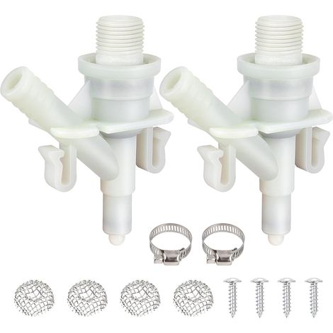385311641 Kit de válvula de agua de repuesto para inodoros de autocaravana Dometic y Sealand de las series 300, 301, 310, 311, 320 y 321 con descarga por pedal. Incluye abrazadera para manguera y suje (1/5)