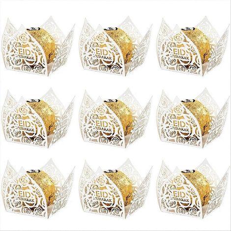 Papierverpackungen für Pralinen, Bonbons und Lebensmittelboxen, Dekoration für Eid Mubarak, B (1/5)