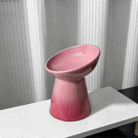 Le Creuset Cool Color Cerc Hundenapf mit Kippschutz und hohem Fuß, inklusive Schutzmatte SH1 Dunkelrosa, hochgezogener Mund (1/2)