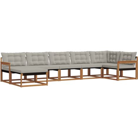 Conjunto de sofás de exterior 7 uds. Gris Natural y Claro vidaXL (1/5)