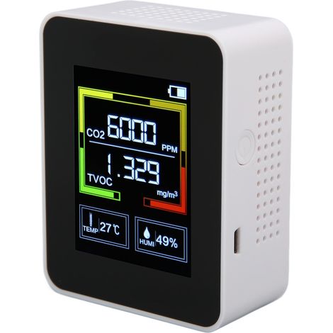 ZNAZ2CO2 Kohlendioxid-Detektor Intelligenter 4-in-1 TOVC Luftqualitätsmonitor Tragbares Thermometer und Hygrometer (Weiß) (1/5)