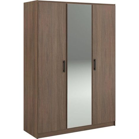 PARISOT AZUKA armoire 3 portes orme torréfié avec miroir central 139 x 52 x 197 cm (1/5)