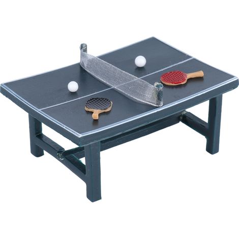 Table de ping-pong miniature pour maison de poupée à l'échelle 1:12, raquettes et accessoires de décoration inclus (1/5)
