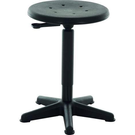 STIER Tabouret de travail à patins hauteur d'assise 440-630 mm, assise en PU, forme ergonomique, réglage en hauteur, chaise d'atelier, tabouret d'atelier (1/4)