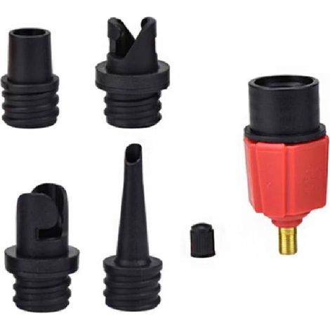 Adaptateur de valve de compresseur de voiture vers pompe de gonflage, adaptateur de valve de gonflage avec 4 buses pour matelas gonflable, bouée/piscine, lit/canapé gonflable, bateau, kayak, SUP, etc. (1/5)