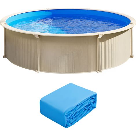 Mophorn Revêtement de Piscine Ronde, 350x120 cm, Doublure en Vinyle Calibre Standard, Résistante à l'Usure, Rétention d'Eau, pour Piscines Hors Sol de 120 cm de Hauteur, Couleur Unie