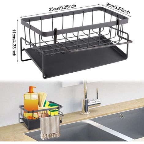 Rangement et Organisation de Cuisine, Organiseur D'évier avec Crochet pour Éviers de Salle de Bains et de Cuisine (Gris) (1/3)