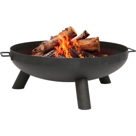 Brasero rond en fer 68 cm noir, bol à feu extérieur pour jardin, terrasse et camping, brûleur à bûches (1/5)