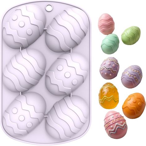 Antihaft-Silikonform für Ostereier, 6 Mulden, lebensmittelecht (6 Stück)