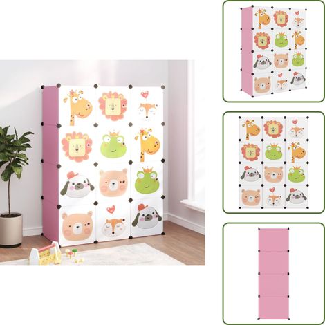 Estantería rosa - vidaXL Estantería infantil de cubos con 12 compartimentos rosa PP - Estantería de plástico