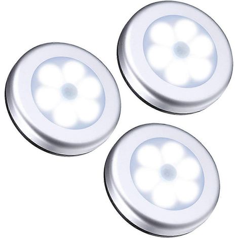 Set aus 3 kabellosen PIR-Sicherheitsleuchten für den Innen- und Außenbereich mit automatischem Bewegungsmelder und Nachtlicht, 6 LEDs, für Treppen, Schränke usw.