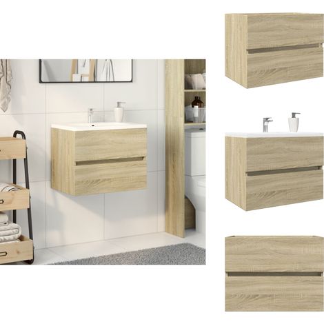 Armoire d'évier Chêne sonoma 60x38,5x45 cm Aggloméré - Meuble De Salle De Bain - Armoire De Salle De Bain - Meuble Sous Vasque - Rangement Salle De Bain - Armoire Lavabo (1/5)