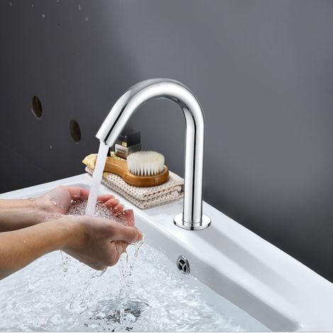 Robinet d'eau G1/2 pouces avec capteur automatique à Induction fileté, robinet froid infrarouge simple avec boîte de commande, Type basse hauteur (1/5)