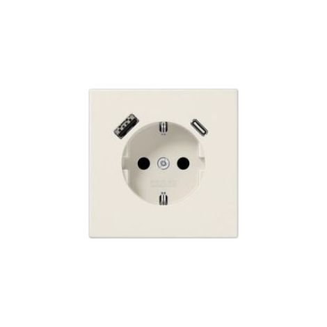 Jung Presa SCHUKO®, 16 A 250 V , con caricatore USB, 1 x tipo A + 1 x tipo C, SAFETY+, Serie LS, bianco LS 1520-15 CA