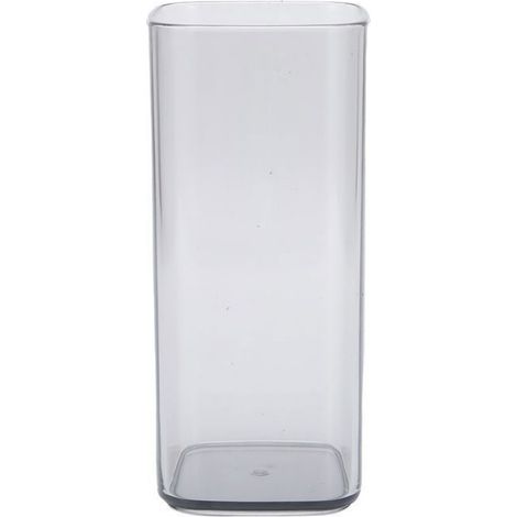 Gobelet carré en acrylique de 400 ml, réutilisable, moderne, pour thé, lait, jus, café, pour la maison et le bureau, gris (1/5)