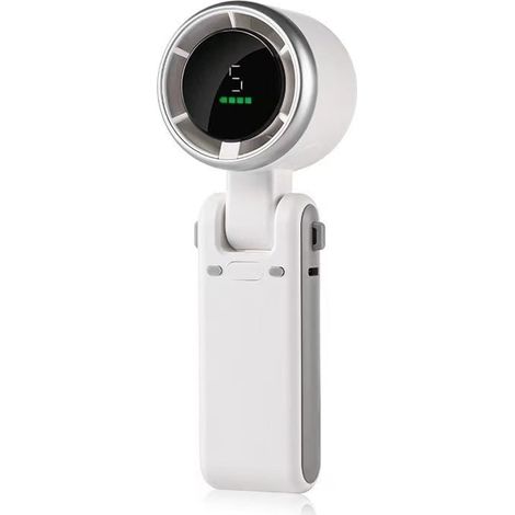 Ventilatore portatile ricaricabile, 5 alte velocità regolabili, mini ventilatore elettrico portatile da 4000 mAh, ventilatore da viaggio alimentato a batteria (bianco)