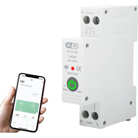 1P 63A Tuya WiFi disjoncteur intelligent commutateur de télécommande vocale (Gray-1P-JT-63A) (1/5)