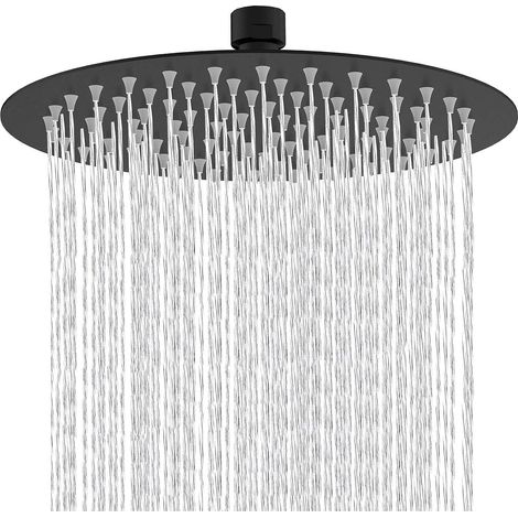 10 pouces pommeau douche Rond fixe tête de douche en acier inoxydable 304 Noir à 360 ° rotatif puissant Haute pression Spray de pulvérisation de salle de bains salle de bains Pommes de douche fixes (1/5)