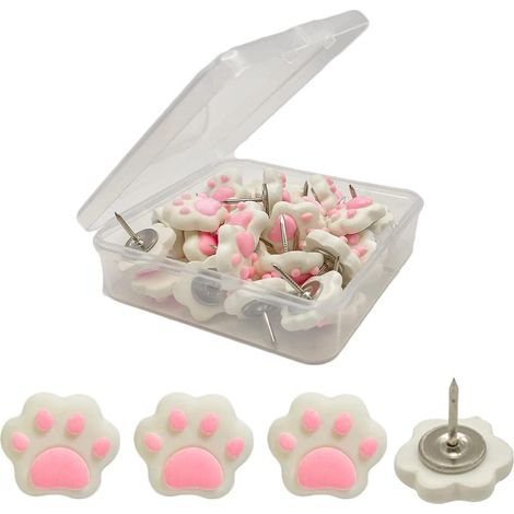 30pcs Blanc Chat Empreintes De Pas Animal Chien Griffe Goujons Goujons En Pierre Dcoration Murale Lige Fixe Rsine Goujons (1/5)
