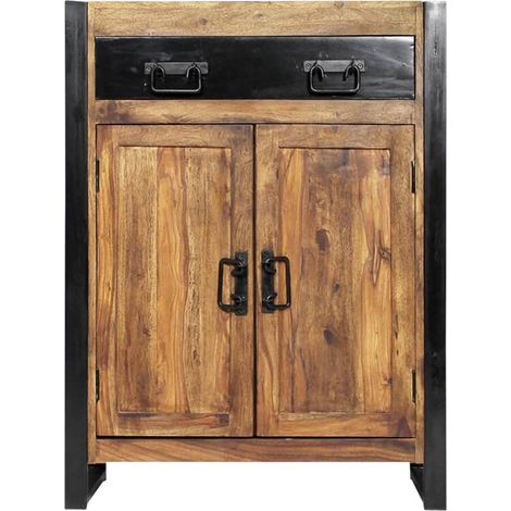 Made In Meubles – Buffet en bois d'acacia 80 cm – Style industriel – 2 portes et 1 tiroir – 3 étagères pour rangement optimisé – Collection Havana (1/5)