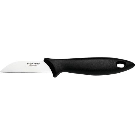 Fiskars Coltello per Sbucciare con Lama in Acciaio Inox, Essential, Plastica/Acciaio Inox, Lunghezza della lama: 7 cm, Nero/Argento, 1065580 (1/3)