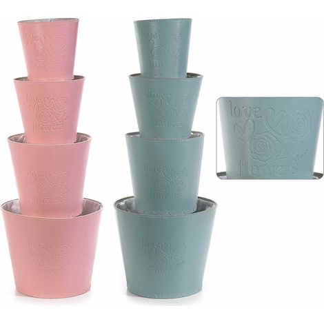 Vasi in ecopelle con interno impermeabile con rose e cuori, set da 2 pezzi, Maxi: Ø 19 cm x 16 H
