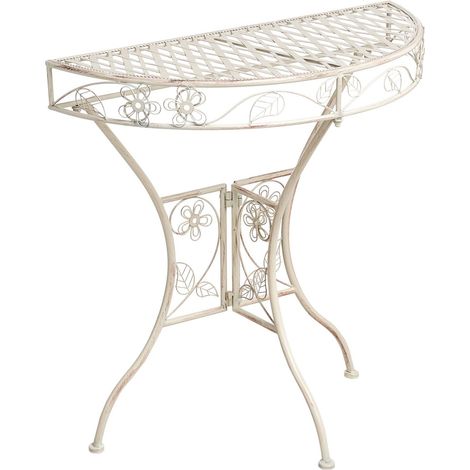 Bistro Table YAVIZA 80 cm 36 cm Metal Light Beige (1/5)