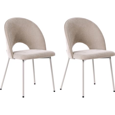 Conjunto de 2 sillas de comedor de terciopelo estilo retro glamuroso beige Covelo (1/5)