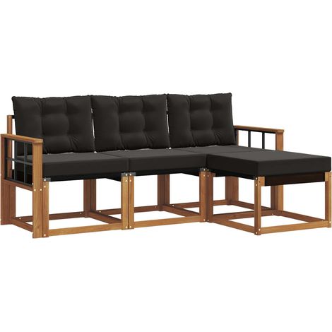 vidaXL Outdoor Sofa Set 4 pcs Natural and Black