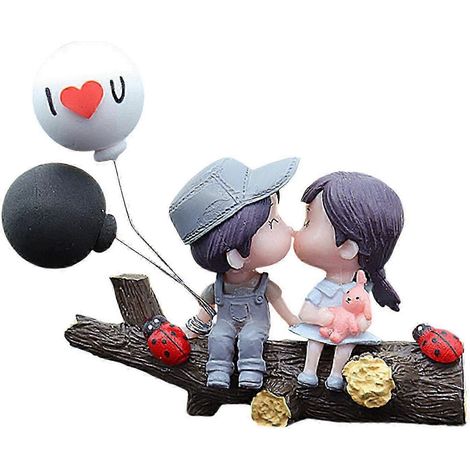 Décorations pour tableau de bord de voiture, figurines articulées, adorables mini-ballons en forme de couple qui s'embrasse, décorations mignonnes pour couples, cadeaux pour filles-Tree fork grey (1/5)