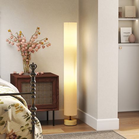 Lampadaire sur pied de salon avec abat-jour en lin interrupteur à 2 x douille E27 120 cm - beige