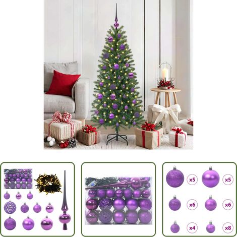 Éclairage LED -  Ensemble de Boules de Noël avec 150 LED 61 pcs Lilas Plastique (1/5)