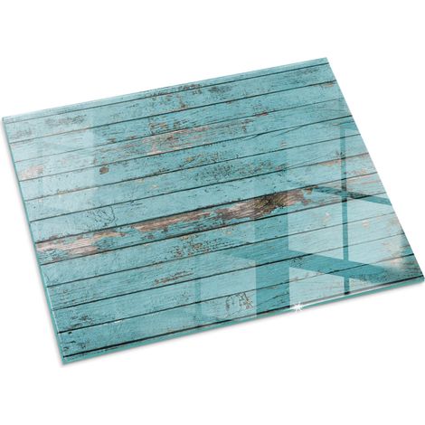 Plaque Rectangulaire en verre trempé décorative de protection de sol sous cheminée Planches de style rustique 80x60 cm (1/5)