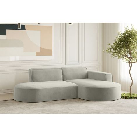 Ecksofa Designersofa PALMA XS in Stoff Noel Hellgrau Ottomane Rechts (1/2)