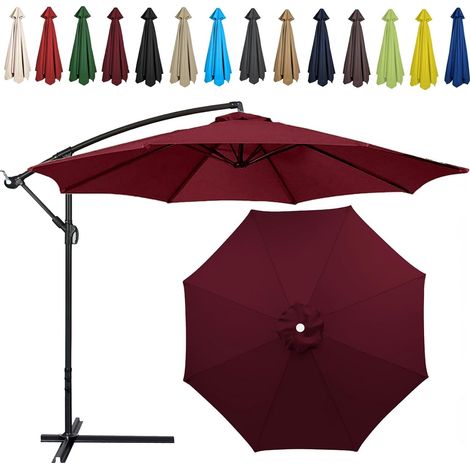 Auvent De Remplacement pour Parasol , Toile De Parasol Déporté Remplacement Pour Cour, Jardin, Plage, Protection UV,8ribs-350cm,Bleu Marine