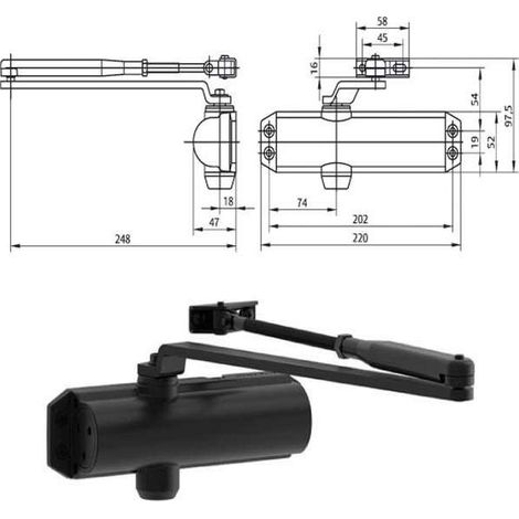 Chiudiporta Aerodinamico Nero Dc120-0 Mab