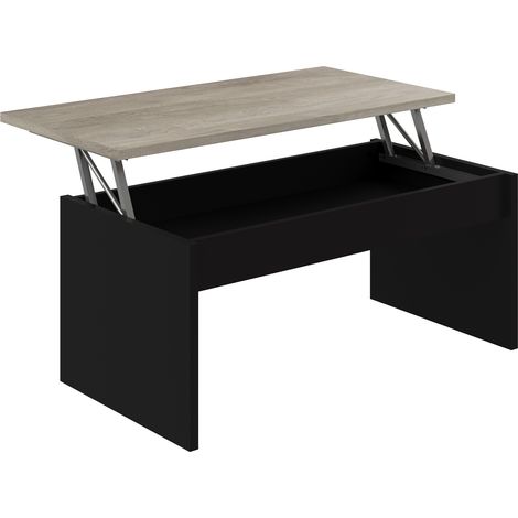 Table basse en mélamine coloris noir, chêne - Longueur 100 x Profondeur 50 x Hauteur 44 cm (1/5)
