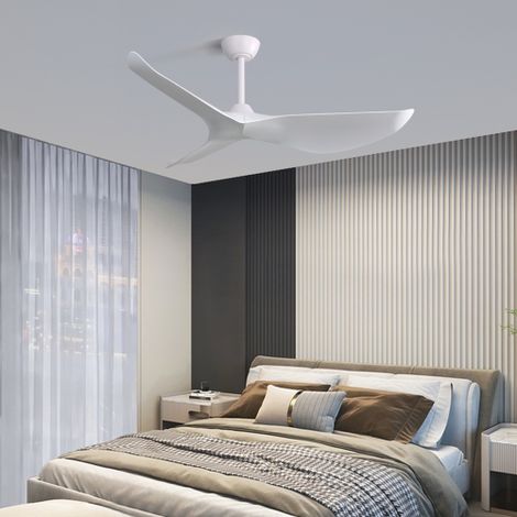 Ventilador de techo de 52" (132 cm) - 3 aspas de ABS - Motor DC reversible de 6 velocidades - Control remoto - Para sala de estar - Blanco