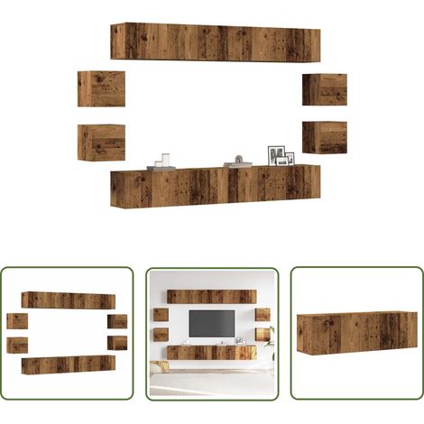 vidaXL Ensemble de meuble TV mural 8 pcs vieux bois bois d'ingénierie (1/5)