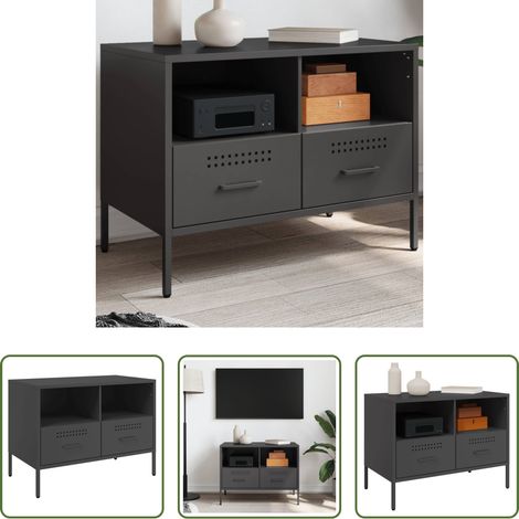 vidaXL Stahl-Schrank - TV-Schrank Schwarz 68x39x50,5 cm Stahl (1/5)