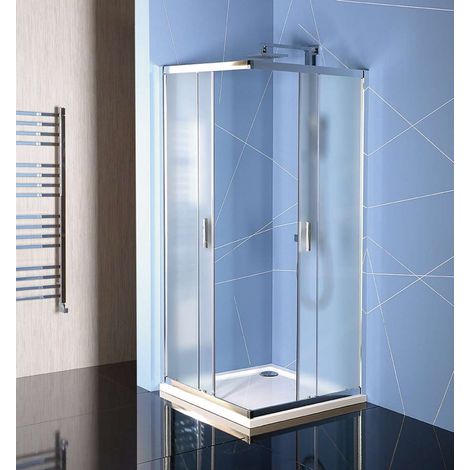 Polysan Easy Line - Cabina de ducha en cuatro piezas 90x90 cm, aluminio pulido/vidrio Brick EL5138