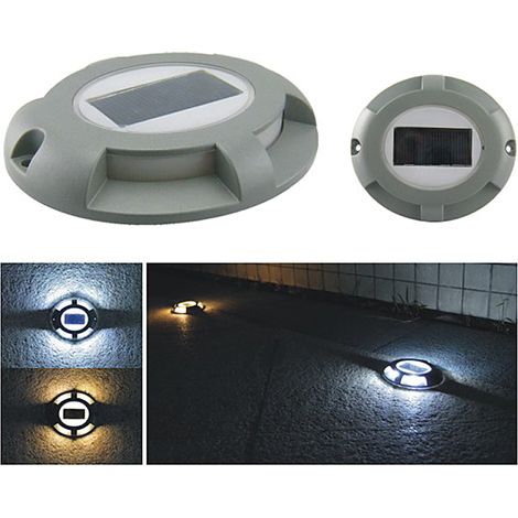 Lámpara de pie LED para exteriores, 4 luces, 15,7 cm de altura, aluminio, con función de encendido/apagado automático, resistente al agua e inalámbrica, para jardín, entrada de vehículos y patio.