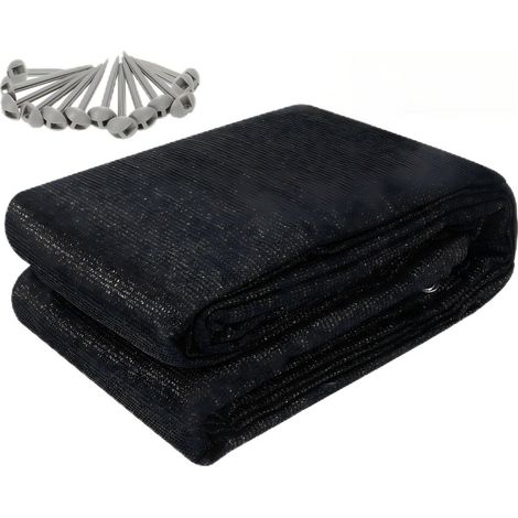 Randaco Zeltteppich 300x300 cm HDPE Schwarz UV-stabil Atmungsaktiv mit 13 Heringe für Zelt & Caravan & Picknick