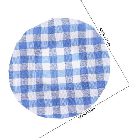 Set di 4 coperchi in cotone a quadretti blu per barattoli di lievito madre, con coperchi elastici e antipolvere per ciotole da cucina. (1/5)