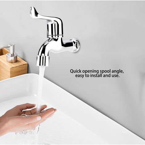 Robinet d'eau court en plastique, robinet de machine à laver, robinet de cuisine à un seul robinet d'eau froide avec buse en maille (1/5)