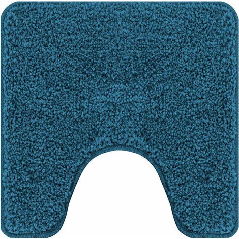 Tapis de bain antidérapant bleu avec ouverture pour les toilettes. (1/5)