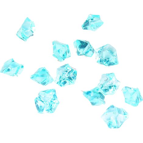 100 glaçons en acrylique bleu brillant, imitation glace pilée, décorations pour aquarium, 11 x 14 mm (1/5)