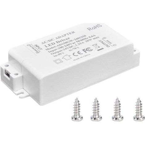 Transformador de luz LED de 30 W, fuente de alimentación de voltaje constante de 24 V CC y 1,25 A, accesorios de iluminación de 100-240 V CA para tiras LED - Crezuo