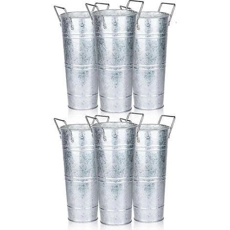 Set aus 6 verzinkten Blumenkübeln, 25 cm, mit Griffen (1/5)